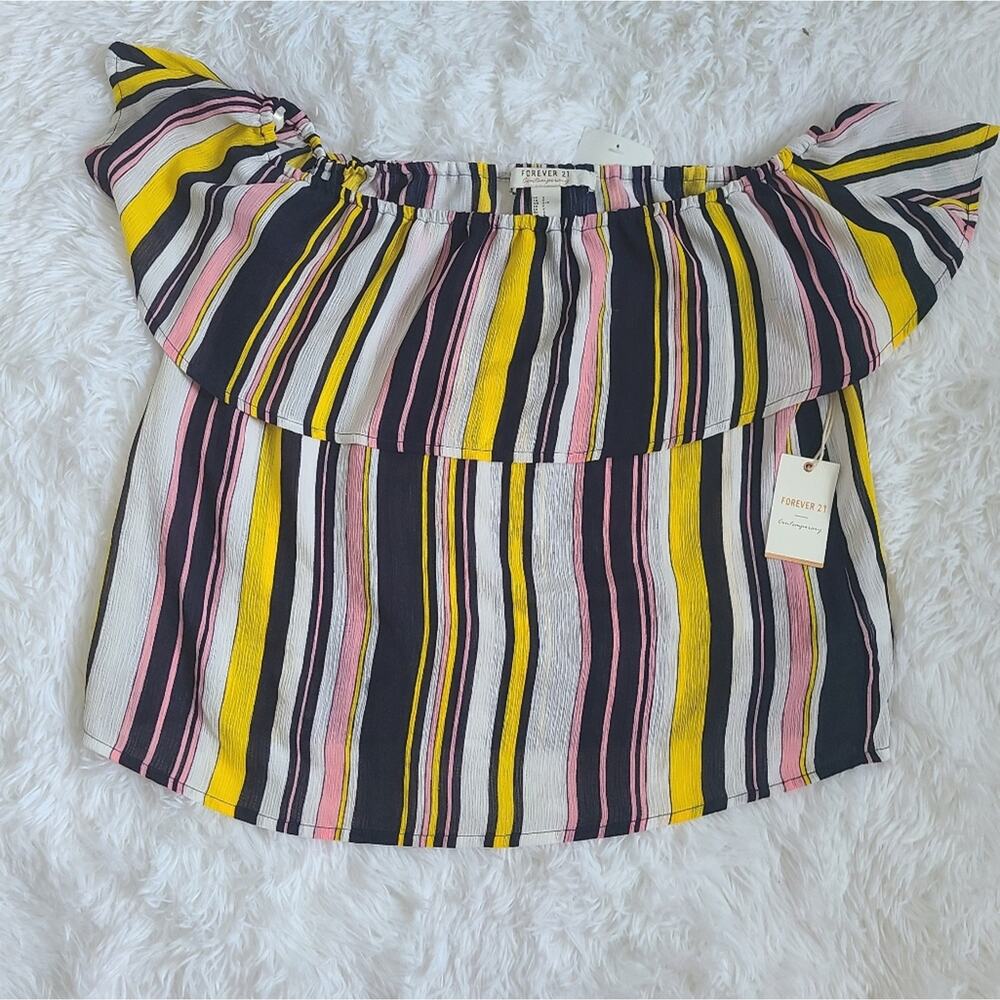 Forever‎ 21 Contemporary Ruffle Off Shoulder Top SZ S NWT